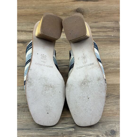 Bernardo Nala Embroidered Block Heel Mules Blue White Size 10 Anthropologie - Picture 7 of 7